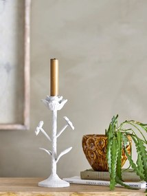 Suport lumânare din metal alb cu finisaj antichizat, 10 x 26 cm, „Ranin",