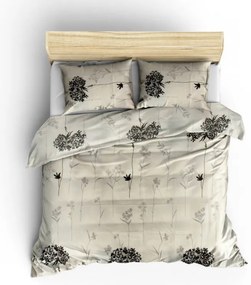 Set dormitor Eponj Home 143EPJ1451, 65% bumbac, 35% poliester, 4 bucăți, Husă 200x220 cm, Cearșaf 220x240 cm, față de pernă 50x70 cm, Bej/gri