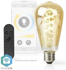 Nedis WIFILRT10ST64 - Bec LED dimmabil ST64 E27/4,9W/230V Wi-Fi 1800-6500K