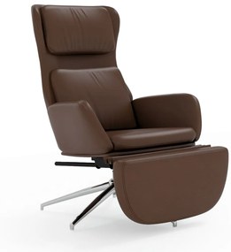 3097834 vidaXL Scaun de relaxare cu taburet, maro lucios, piele ecologică