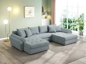 Colțar extensibil dumonde cu ladă de depozitare si sezut confortabil din spuma high-density, Loana U Zoom Grey 355x185 cm