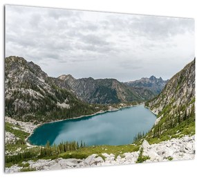 Tablou cu lac în munți (70x50 cm), în 40 de alte dimensiuni noi