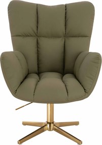 HR650CROSS Scaun Khaki Piele Ecologica Premium Soft cu Bază Aurie