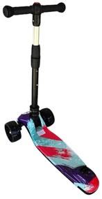 Trotineta copii cu roti luminoase din silicon NOVOKIDS™ Mini Scooter 8150, Cu melodii si lumini, 3 roti, Pliabila, Maner reglabil pe inaltime, Maxim