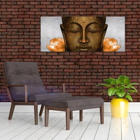 Tablou cu statuie cu detaliu a feței (120x50 cm)