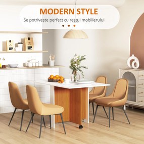 HOMCOM Masă de Prânz Pliabilă cu Roți, Mobilier Bucătărie Spațiu-Eficient, Alb, 120x80x73 cm | Aosom Romania