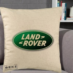 Perna Personalizata cu emblema Land Rover, 40x40 cm, Bej, Husa Detasabila, Perna Inclusa, BEKZ®