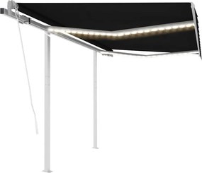 vidaXL Copertină automată cu senzor vânt & LED, antracit, 3,5x2,5 m