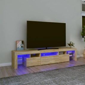 3152812 vidaXL Comodă TV cu lumini LED, stejar sonoma, 200x36,5x40 cm