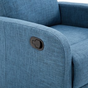 Fotoliu Relax Rabatabil Manual cu Taburet Capacitate maxima 125kg Tesatura de Lin 66 × 95 × 99cm Albastru HOMCOM | Aosom Romania