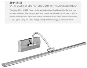 Aplica LED tablou directionabila Picture Lights argintiu satin 2984-51SS SRT