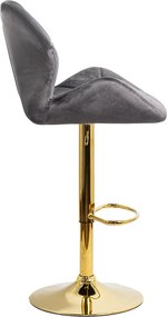 Scaun bar gri ABS 148 – Catifea premium, bază aurie, înălțime reglabilă, rotativ