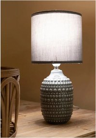 Veioză gri din ceramică cu abajur textil (înălțime 30,5 cm) Points – Mauro Ferretti
