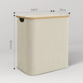 HOMCOM Coș Pentru Rufe 80L cu Capac Din Bambus, Bej | Aosom Romania