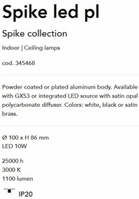 Plafoniera, Spot aplicat tavan SPIKE LED PL1 alb