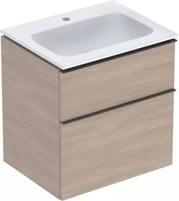Set dulap baza suspendat Geberit iCon finisaj stejar 2 sertare si lavoar alb 60 cm