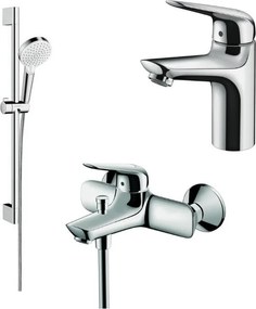 Set baterii Hansgrohe Novus 100 lavoar cada si set de dus Crometta crom