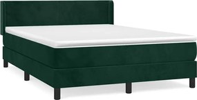 vidaXL Pat box spring cu saltea, verde închis, 140x190 cm, catifea