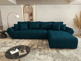 Colțar extensibil dumonde cu ladă de depozitare si sezut confortabil din spuma high-density, Berlin XL Enjoy Petrol 350x185 cm II