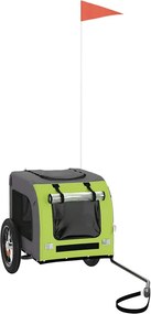 vidaXL Remorcă bicicletă animale companie verde/gri textil oxford/fier