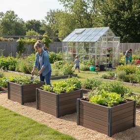 Strat înălțat BASE PLANT, 61x61x46cm, maro natural Prosperplast