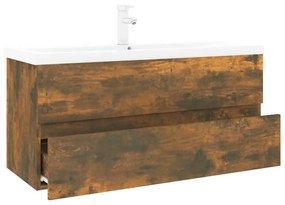 Dulap chiuveta bazin incorporat stejar fumuriu lemn prelucrat Stejar afumat, 100 x 38.5 x 45 cm