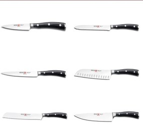 Wüsthof CLASSIC IKON set 7 cuțite bucătărie, suport, frasin/negru
