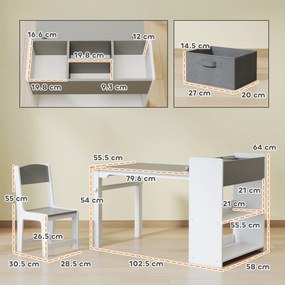AIYAPLAY Mobilier pentru Copii 3-8 Ani cu 2 Scaune și Masă Gri și Alb | Aosom Romania