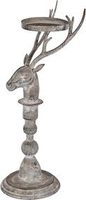 Suport de lumanare, in forma de cerb, aspect antichizat, 17x14x42 cm