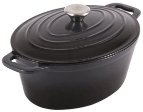 Oala fonta emailata cu capac, 7.7 L, tip roaster, pentru cuptor sau plita, Xanten Carl Schmidt Sohn gri 36x27.8 cm 075262