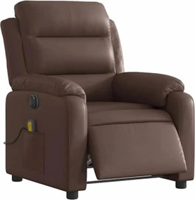 vidaXL Fotoliu electric de masaj rabatabil, maro, piele ecologică