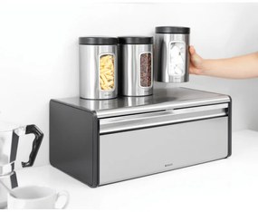 Cutie de pâine Brabantia Fall Front 107836, 18 l, 46.5x25 cm, Montat pe perete, Fără amprentă, Negru