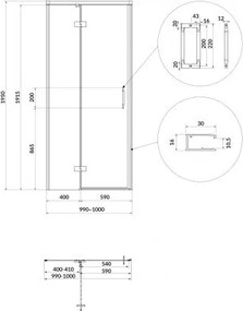 Usa dus batanta 100x195 cm, auriu mat, Cersanit Larga