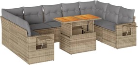 vidaXL Set canapele de grădină cu perne, 10 piese, bej, poliratan