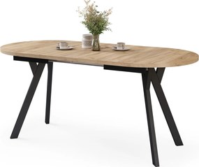 Mazzoni Masă ovală extensibilă ALMO Stejar Craft Auriu / picioare negre