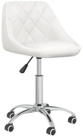 vidaXL Scaun de bucătărie pivotant, alb, piele ecologică