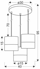 Lustră pe cablu BIANCO 3xE27/40W/230V alb/maro