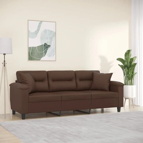3153307 vidaXL Canapea cu 3 locuri, perne&pernuțe maro 180 cm piele ecologică