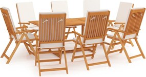 vidaXL Set mobilier de grădină cu perne, 9 piese, lemn masiv tec