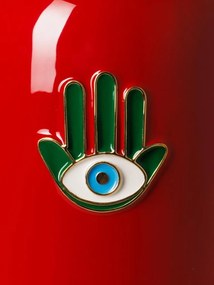 Vaza decorativa, cu pictura Hamsa, din metal si alama, Funkie