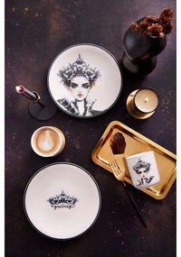 Set veselă din porțelan, 4 piese, negru/alb