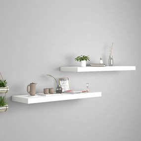 vidaXL Rafturi de perete suspendate, 2 buc., alb, 80x23,5x3,8 cm, MDF
