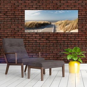 Tablou - Plaja cu nisip de pe insula Langeoog, Germania (120x50 cm)