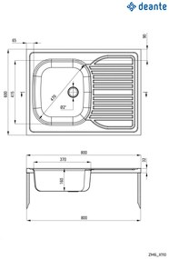 Chiuvetă din inox, 1-cuvă cu picurător - pe mască, Tango, ZM6_3110