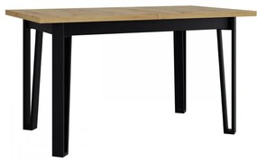 Masă sufragerie extensibilă Elarna 80 x 140 180 III (Stejar artisan + Negru) (pentru 4-8 persoane). 1105376