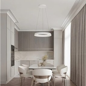 Lustra circulara aluminiu alb LED CCT OVIA 45cm