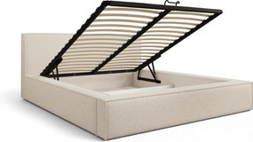 Pat tapițat Nirello 160x200 cu ladă depozitare - boucle bej Quelle 03