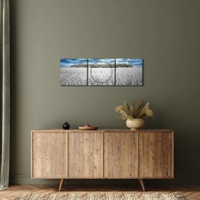 Tablou cu câmp (cu ceas) (90x30 cm)