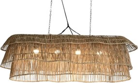 Lustră suspendată boho modernă bej din fibre naturale, 135×40×50 cm, „Sevilla"