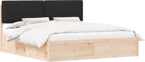 vidaXL Cadru de pat cu tăblie tapițată cu headboard Negru 200 x 200 cm